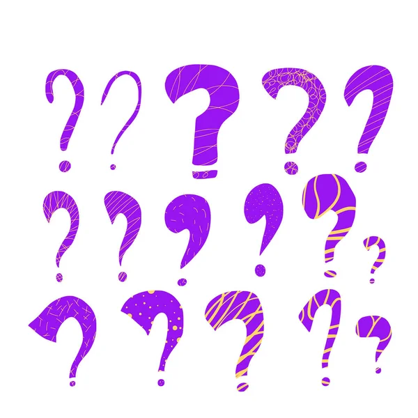 Question Marks Collection Hand Drawn Ask Sign Isolated White Background — ストックベクタ