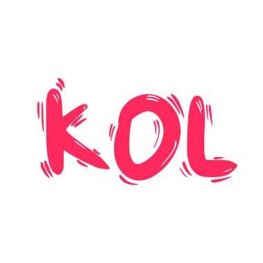 KOL metni. Kilit görüş lideri kısaltması reklam alıntısı. Etkilenme konsepti. Blogcularla dijital sosyal medya pazarlaması. Vektör tipografisi illüstrasyonu.