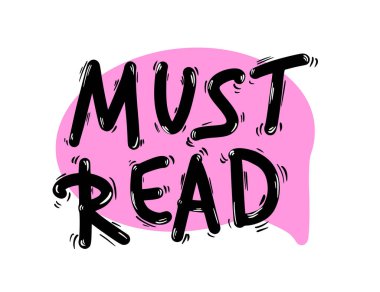 Metin amblemini okumalıyım. Şekil değiştirilmiş harfler. El çizimi alıntı. Vektör illüstrasyonu. 