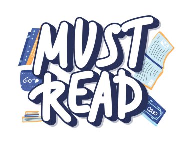 Metin amblemini okumalıyım. Şekil değiştirilmiş harfler. El çizimi alıntı. Vektör illüstrasyonu. 