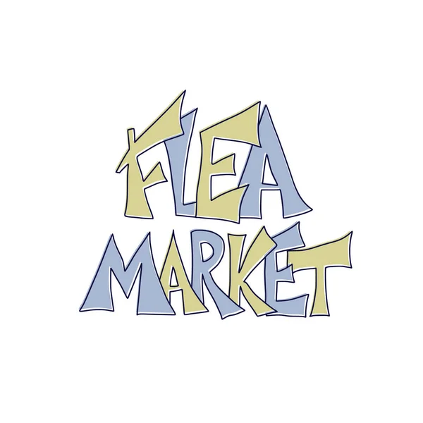Znak Blešího Trhu Stylizovaný Text Ručně Kreslené Dekorace Vektorová Ilustrace — Stockový vektor