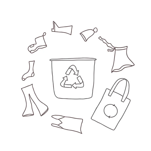 Символ Переробки Переробка Знаку Одягу Ізольовано Білому Тлі Концепція Нульових — стоковий вектор