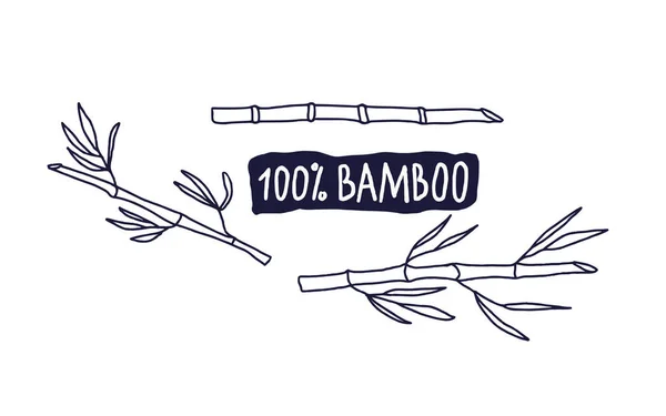 100 Persent Emblema Bambú Aislado Sobre Fondo Blanco Respetuoso Vector — Archivo Imágenes Vectoriales
