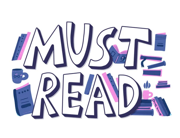 Metin amblemini okumalıyım. Şekil değiştirilmiş harfler. El çizimi alıntı. Vektör illüstrasyonu. 