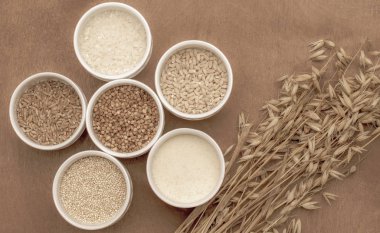 karışım-in çeşitli hububat ürünleri, tahıllar sağlıklı bir diyet için.