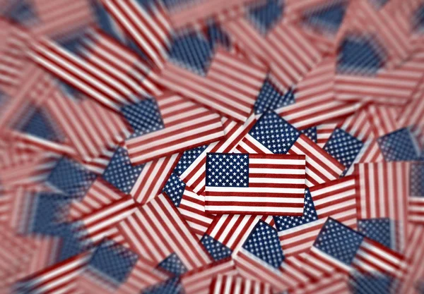 微型美国国旗背景图案 模糊的选择性聚焦 — 图库照片