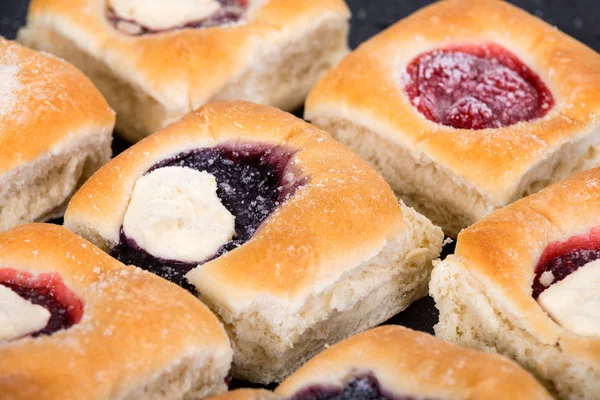 Assortment of sweet Kolache, Czech pastry cakes — Stock Photo, Image