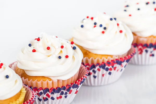 Patriottico Luglio Festa Commemorativa Cupcake Con Rosso Bianco Blu Tema — Foto Stock