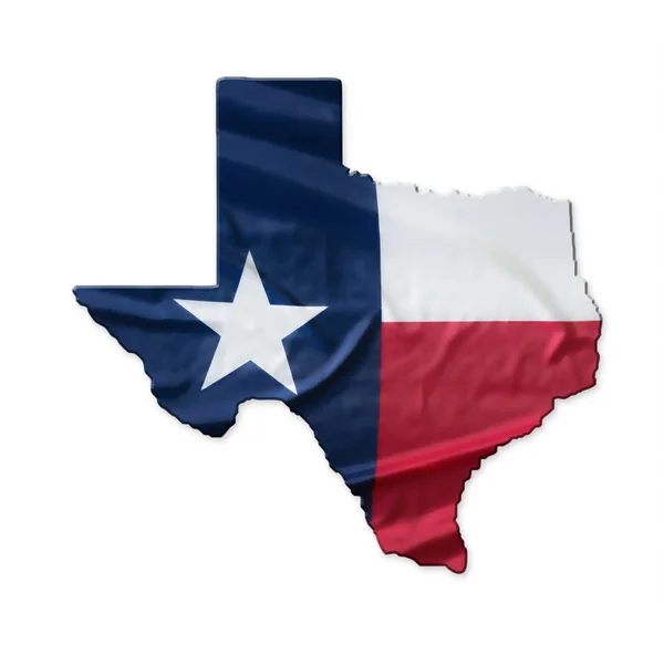 Texas Vlag Zwaaiende Stof Textuur Staatskaart Geïsoleerd Witte Achtergrond — Stockfoto