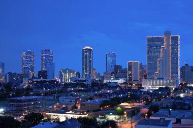 Skyline of Fort Worth Texas at night clipart