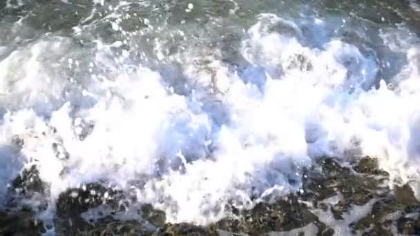 Onde Marine Schiuma Rocce — Video Stock