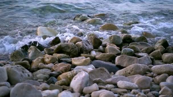 Meereswellen Und Kleine Steine — Stockvideo