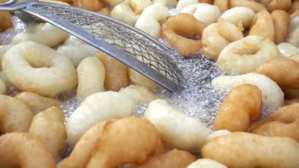Turco Tradicional Comida Donut Chamado Lokma — Vídeo de Stock