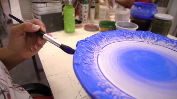 Ceramic Plate Painting Art — Stock Video