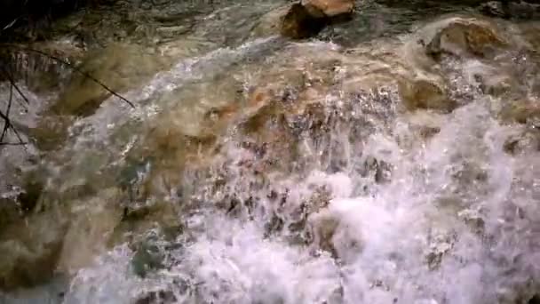 Divoký Vodopád Přírodě Skály — Stock video
