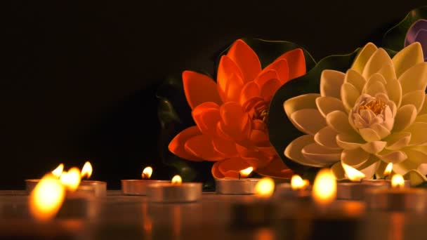 Romantisches Kerzenlicht Und Blumen — Stockvideo
