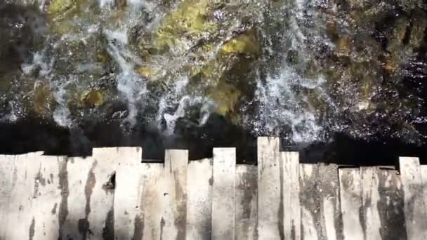 Wooden Bridge River — Stock Video