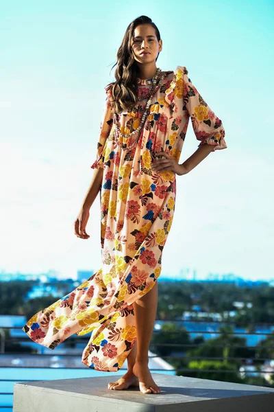Miami Lipca Model Stwarzające Poza Dla Acacia Resort 2019 Podczas — Zdjęcie stockowe