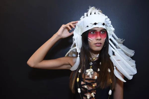 Miami Beach Juli Modell Poserar Backstage För Principessa Art Presentation — Stockfoto