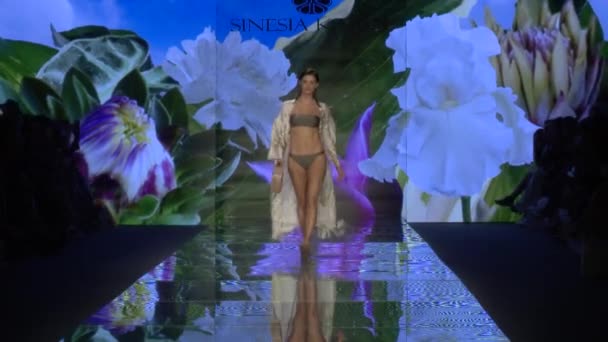 Miami Beach July Model Walks Runway Sinesia Karol Swim Paraiso — Stock Video