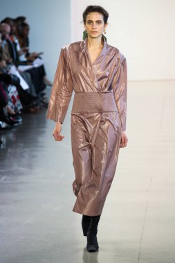 New York, Ny - 12 Şubat: Manken New York moda haftası sırasında Bevza için pist yürür: gösterir Galerisi II 12 Şubat 2018 NYC üzerinde bahar Studios.