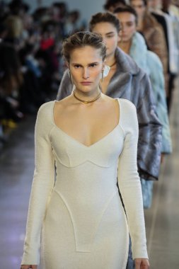 New York, Ny - Şubat 12:Model Alla Kostromichova New York moda haftası sırasında Bevza için pist yürür: gösterir Galerisi II 12 Şubat 2018 NYC üzerinde bahar Studios.