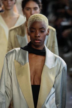 New York, Ny - 12 Şubat: Manken New York moda haftası sırasında Bevza için pist yürür: gösterir Galerisi II 12 Şubat 2018 NYC üzerinde bahar Studios.