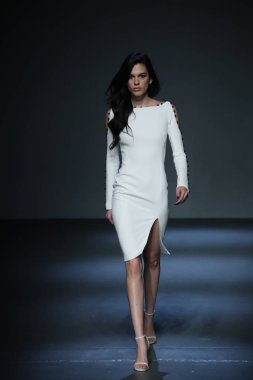 New York, Ny - Şubat 08: Pamella Roland piste Şubat 2018 New York moda haftası Pier 59 8 Şubat 2018 tarihinde New York City, A model yürür.