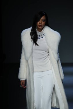 New York, Ny - Şubat 08: Pamella Roland piste Şubat 2018 New York moda haftası Pier 59 8 Şubat 2018 tarihinde New York City, A model yürür.