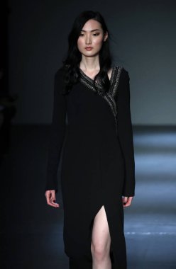 New York, Ny - Şubat 08: Pamella Roland piste Şubat 2018 New York moda haftası Pier 59 8 Şubat 2018 tarihinde New York City, A model yürür.