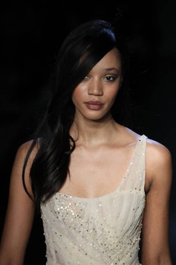 New York, Ny - Şubat 08: Pamella Roland piste Şubat 2018 New York moda haftası Pier 59 8 Şubat 2018 tarihinde New York City, A model yürür.