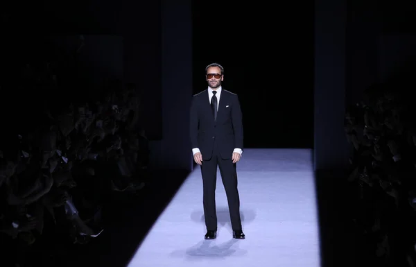 New York Février Designer Tom Ford Parcourt Piste Collection Tom — Photo