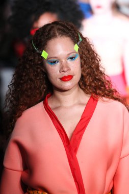 New York, Ny - Şubat 09: Modelleri yürüyüş pist final Chromat New York moda haftası sırasında için: New York'ta 9 Şubat 2018 Industria stüdyolarında gösterir. 