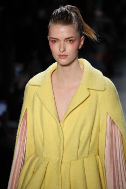 New York, Ny - Şubat 10: Manken pist oğlu Jung Wan için New York moda haftası sırasında yürür: gösterir Galerisi ben New York'ta 10 Şubat 2018 bahar stüdyolarında.