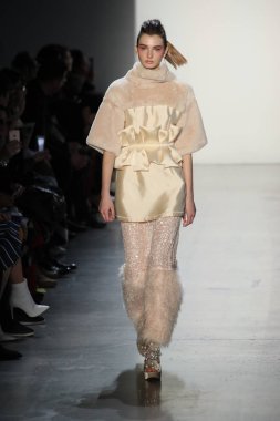 New York, Ny - Şubat 10: Manken pist oğlu Jung Wan için New York moda haftası sırasında yürür: gösterir Galerisi ben New York'ta 10 Şubat 2018 bahar stüdyolarında.