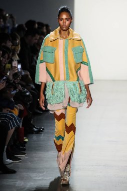 New York, Ny - Şubat 10: Manken pist oğlu Jung Wan için New York moda haftası sırasında yürür: gösterir Galerisi ben New York'ta 10 Şubat 2018 bahar stüdyolarında.