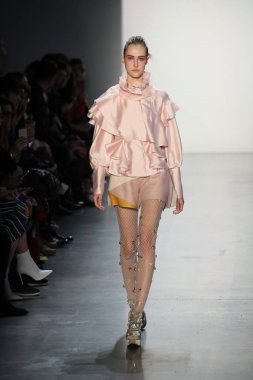 New York, Ny - Şubat 10: Manken pist oğlu Jung Wan için New York moda haftası sırasında yürür: gösterir Galerisi ben New York'ta 10 Şubat 2018 bahar stüdyolarında.