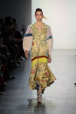 New York, Ny - Şubat 10: Manken pist oğlu Jung Wan için New York moda haftası sırasında yürür: gösterir Galerisi ben New York'ta 10 Şubat 2018 bahar stüdyolarında.