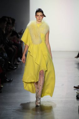 New York, Ny - Şubat 10: Manken pist oğlu Jung Wan için New York moda haftası sırasında yürür: gösterir Galerisi ben New York'ta 10 Şubat 2018 bahar stüdyolarında.