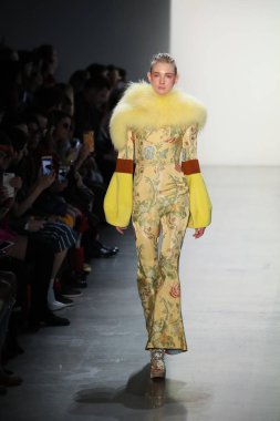 New York, Ny - Şubat 10: Manken pist oğlu Jung Wan için New York moda haftası sırasında yürür: gösterir Galerisi ben New York'ta 10 Şubat 2018 bahar stüdyolarında.