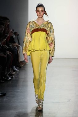 New York, Ny - Şubat 10: Manken pist oğlu Jung Wan için New York moda haftası sırasında yürür: gösterir Galerisi ben New York'ta 10 Şubat 2018 bahar stüdyolarında.