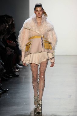 New York, Ny - Şubat 10: Manken pist oğlu Jung Wan için New York moda haftası sırasında yürür: gösterir Galerisi ben New York'ta 10 Şubat 2018 bahar stüdyolarında.