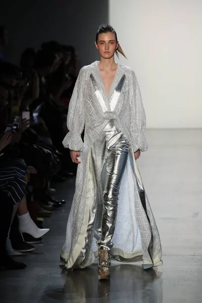 New York, Ny - Şubat 10: Manken pist oğlu Jung Wan için New York moda haftası sırasında yürür: gösterir Galerisi ben New York'ta 10 Şubat 2018 bahar stüdyolarında.