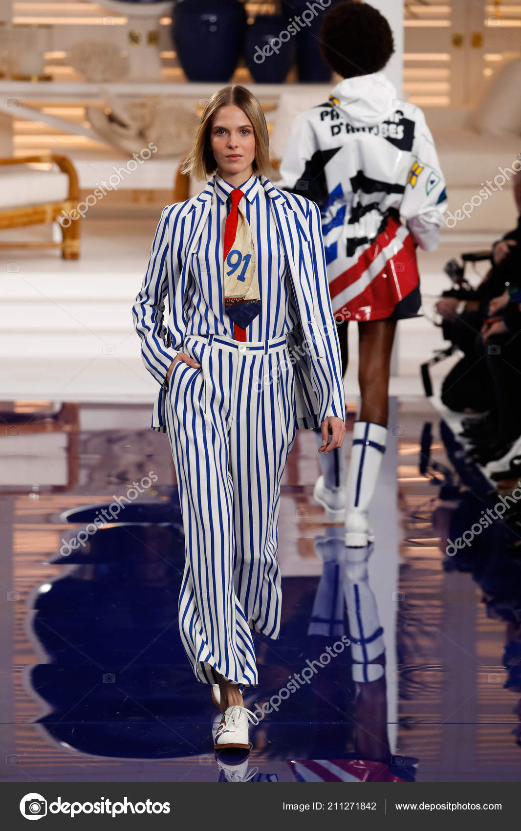 New York February Model Walks Runway Ralph Lauren Spring Summer