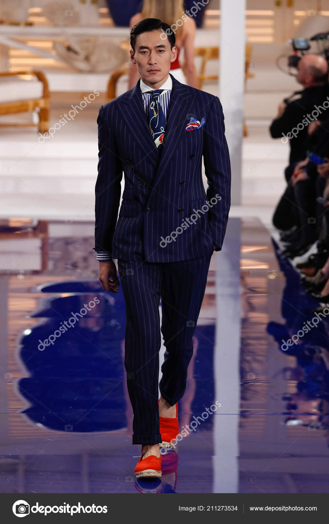 New York February Sebuah Model Berjalan Landasan Pacu Ralph Lauren