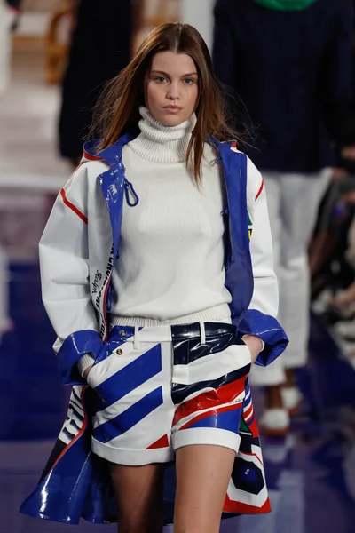 New York February Model Walks Runway Ralph Lauren Spring Summer — Stock Photo, Image