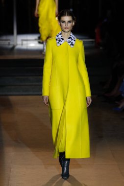 New York, Ny - 12 Şubat: Manken pist Carolina Herrera için New York moda haftası sırasında yürür: gösterir, Museum of Modern Art 12 Şubat 2018 tarihinde New York'ta.