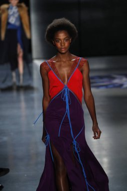 New York, Ny - 11 Şubat: Manken Prabal Gurung sonbahar 2018 galeride giyen pist yürür ben New York'ta 11 Şubat 2018 bahar stüdyolarında.