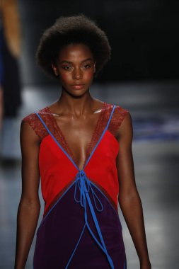 New York, Ny - 11 Şubat: Manken Prabal Gurung sonbahar 2018 galeride giyen pist yürür ben New York'ta 11 Şubat 2018 bahar stüdyolarında.