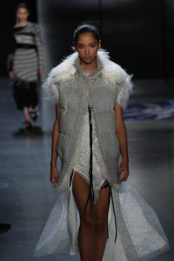 New York, Ny - 11 Şubat: Manken Prabal Gurung sonbahar 2018 galeride giyen pist yürür ben New York'ta 11 Şubat 2018 bahar stüdyolarında.